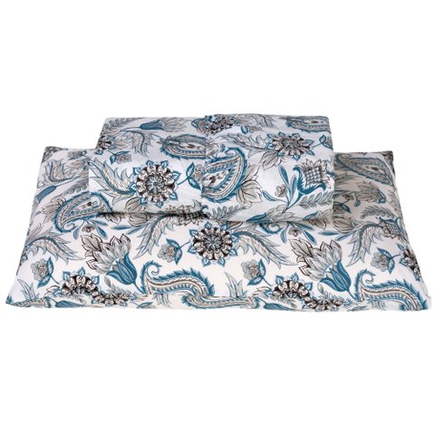Jogo Cama Lençol Bruny Solteiro Percal Estampado 180 Fios 2 Peças - Azul Ramos Casa Scarpa