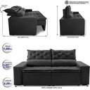 Ver imagem 2 de Sofá Retrátil e Reclinável 2,00m Essence Velusoft Preto Cama Inbox