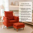 Ver imagem 4 de Poltrona Amamentação com Puff Confortável Moderna para Quarto Infantil Suede Terracota