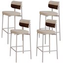 Ver imagem 1 de Kit 04 Banquetas Alta Bar Cozinha Sala de Jantar Aço Branco Kaira C01 Linho Areia Courino Whisky -
