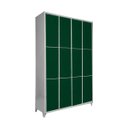 Ver imagem 1 de Armário Roupeiro Locker de Aço 12 Portas Vestiário Verde Escuro com Chave