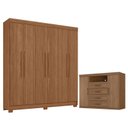 Ver imagem 1 de Guarda Roupa Casal Toledo 6 Portas com Cômoda Havana Jatobá - Santos Andirá