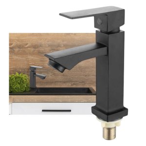Torneira Banheiro Monocomando Pia Bancada Luxo Preta Varanda Hotel Restaurante Casa Cozinha Lavabo L