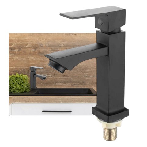 Torneira Banheiro Monocomando Pia Bancada Luxo Preta Varanda Hotel Restaurante Casa Cozinha Lavabo L