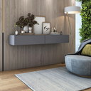 Ver imagem 3 de Aparador Eros 110 Suspenso com 2 Gavetas Estilo Minimalista para Sala Estar ou Escritório:cinza