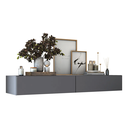 Ver imagem 5 de Aparador Eros 110 Suspenso com 2 Gavetas Estilo Minimalista para Sala Estar ou Escritório:cinza