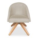 Ver imagem 4 de Kit 6 Poltronas Cadeira Giratória Bela Suede Base Madeira Bege Pallazio