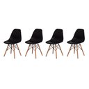 Ver imagem 1 de Kit 4 Cadeiras Charles Eames Eiffel Wood Base Madeira - Preta Prolar Preta