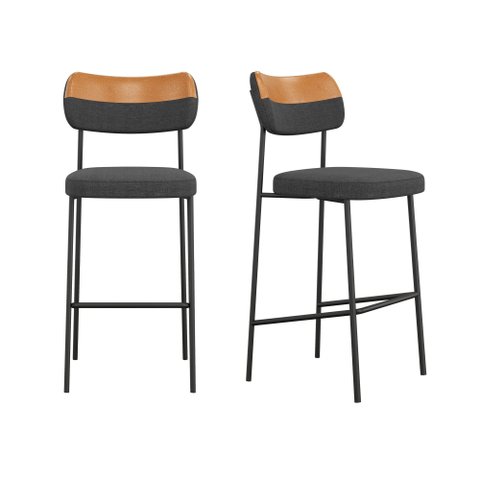 Kit 02 Banquetas Alta Melissa Bar Cozinha Grafite/whisky