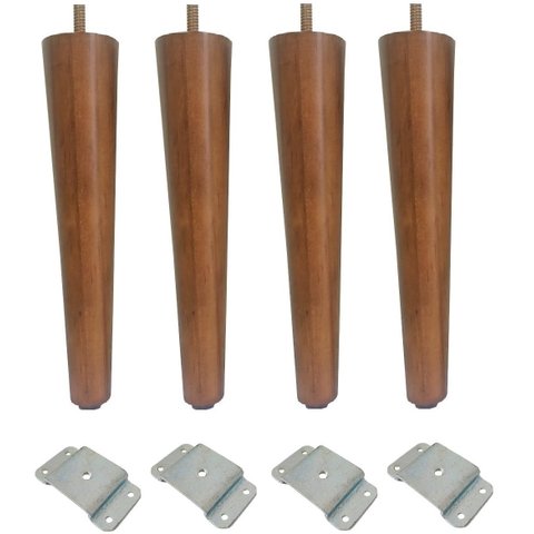 Kit 4 Pé Palito 25cm Amêndoa Marrom Claro + Chapinha Reta