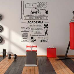 Adesivo de Parede Frase Bem Vindo Academia Palavras Motivação Força Recepção Loja Fitness Kanto Stor - 3