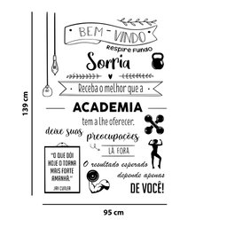 Adesivo de Parede Frase Bem Vindo Academia Palavras Motivação Força Recepção Loja Fitness Kanto Stor - 2