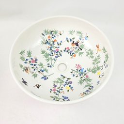 Cuba de Apoio Banheiro Lavabo Decorada Branca 40x15cm Floral - 4