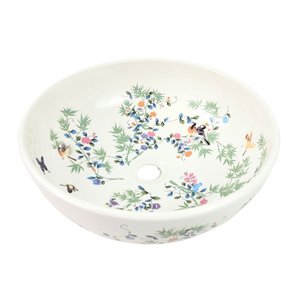 Cuba de Apoio Banheiro Lavabo Decorada Branca 40x15cm Floral