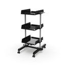 Ver imagem 3 de Carrinho Organizador Multiuso 2 Prateleiras Preto e Tampo em Psai com Rodinhas - Organização Mad.U
