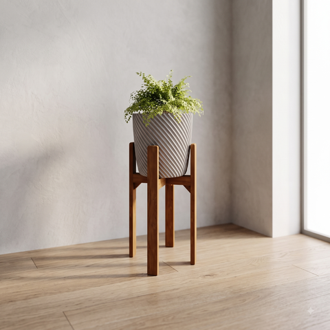 Suporte para Vasos de Plantas com cachepot em madeira 55cm