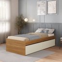 Ver imagem 1 de Cama de Solteiro com 2 Gavetas MDF Aurora Yescasa Marrom/Carvalho Hanover