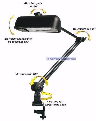 Luminária Articulada com Garra 387 Preta Ilutec Preto - 4