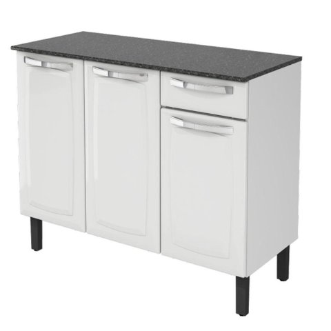 Balcão de Cozinha com Tampo Itatiaia Aço 3 Portas 1 Gaveta Rose