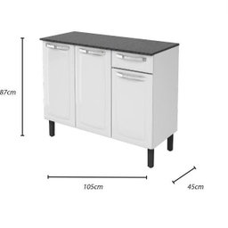 Balcão de Cozinha com Tampo Itatiaia Aço 3 Portas 1 Gaveta Rose - 9