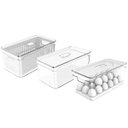 Ver imagem 1 de Kit 3 Organizadores De Geladeira Transparentes Porta Ovos 36 UN Porta Frutas Legumes Clear Fresh OU