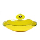 Ver imagem 1 de Cuba de Vidro Abaulada 51cm Amarelo + Valvula + Torneira Cascata