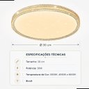 Ver imagem 2 de Plafon Dubai Redondo Led 30cm 30w Dourado Multitemperatura Bivolt Moderno