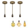 Kit 3 Luminárias Pendente Metal Bronze Envelhecido Regulável + 3 Lâmpadas LED Filamento Retrô Vintag - 1