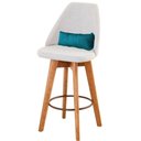 Ver imagem 7 de Kit 03 Banquetas Linho Bege E Almofada Azul Turquesa
