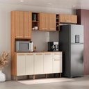 Ver imagem 2 de Armario Cozinha com Balcão Ravena com 10 Portas e 1 Gaveta Canelato+3d Canelato/off White