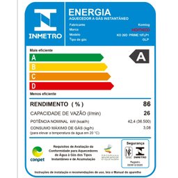 Aquecedor De Água Gás Komeco Ko 26 D Prime Branco Com Wifi 26 Litros Digital Bivolt  Gás GLP - 5