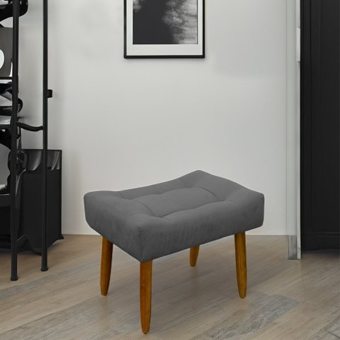 Puff Decorativo Quarto e Sala de Estar Suede Light Herrero:Cinza