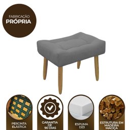 Puff Decorativo Quarto e Sala de Estar Suede Light Herrero:Cinza - 6