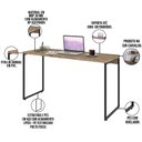 Ver imagem 6 de Kit Escritório Estante Areta 5 Prateleiras Mesa Industrial Aspen 135cm C01 Carvalho - Lyam Decor