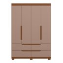 Ver imagem 3 de Guarda-Roupa Solteiro 4 Portas 4 Gavetas Doble Marrom/Nogueira/Capuccino