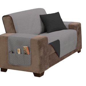 Capa Protetora de Sofá King 2 Lugares Impermeável Dupla Face:cinza e Preto