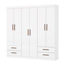 Ver imagem 2 de Guarda-roupa Casal Genova 6 Portas 4 Gavetas Branco - Carioca Móveis