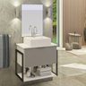 Kit Gabinete Banheiro Completo Industrial Tech Branco/cinza - Cuba Branca 60cm - 1