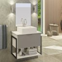 Ver imagem 1 de Kit Gabinete Banheiro Completo Industrial Tech Branco/cinza - Cuba Branca 60cm