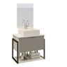 Kit Gabinete Banheiro Completo Industrial Tech Branco/cinza - Cuba Branca 60cm - 3