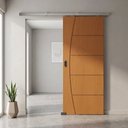 Ver imagem 1 de Porta Ipê Champanhe Friso 9 90x210cm + Kit Correr Alumínio