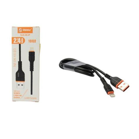 Cabo para Iphone 1 Metro Usb 3.0 Lightning 2.4a Preto Shinka