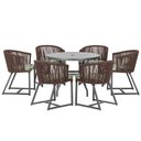 Ver imagem 1 de Mesa com 6 Cadeiras de Jantar Roma 120cm e Noronha em Alumínio Preto Corda Náutica Estofado 5 Trama