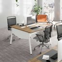 Ver imagem 2 de Plataforma de Trabalho para 2 Pessoas com Caixas de Tomadas 150cm Industrial Executive Macadâmia e Branco