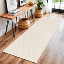 Ver imagem 2 de Tapete Passadeira Cozinha Chevron 0,65 X 1,50 Cru Antiderrapante Rústico Minimalista