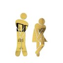 Ver imagem 1 de Placa Indicativa Banheiro Masc/fem Divertida Dourada Make Laser PDA