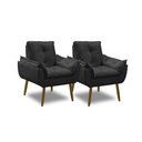 Ver imagem 1 de Kit 2 Poltronas para Sala Decorativa Opala Pés Madeira Suede Preto Império Decor