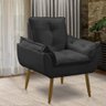 Kit 2 Poltronas para Sala Decorativa Opala Pés Madeira Suede Preto Império Decor - 7