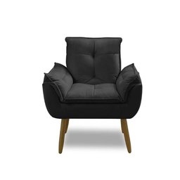 Kit 2 Poltronas para Sala Decorativa Opala Pés Madeira Suede Preto Império Decor - 4