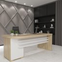 Ver imagem 2 de Mesa Tamburato com 4 Gavetas Ld Carvalho/Branco Artany